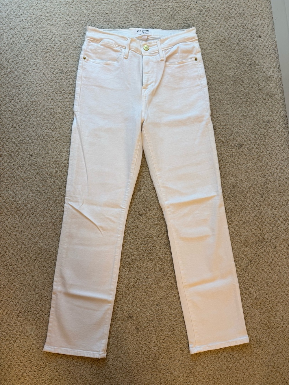 Frame Denim women’s le high straight white jeans size 25